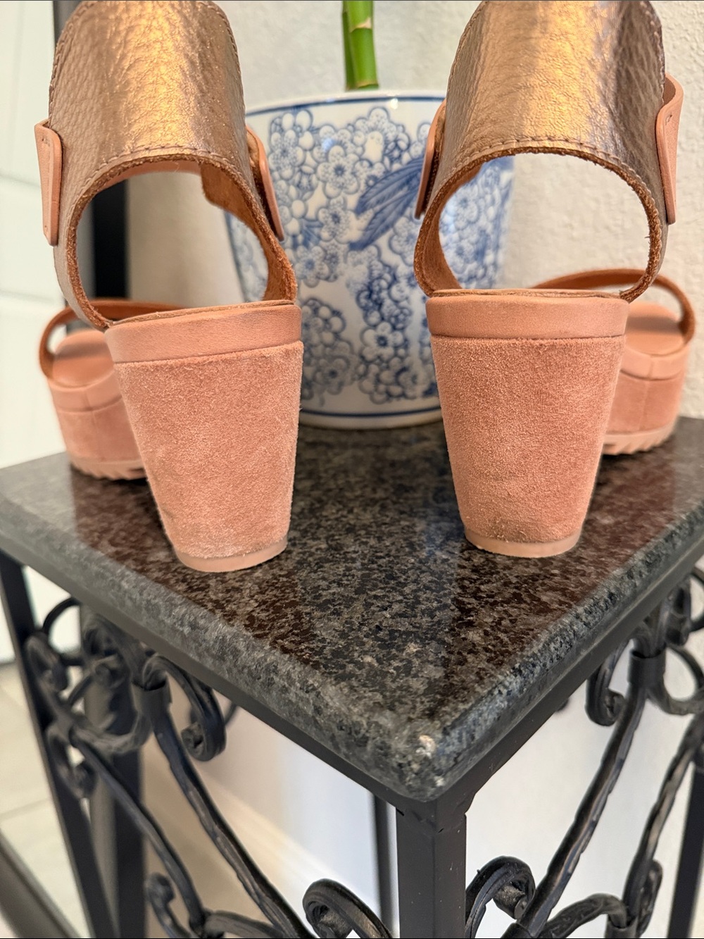 Pedro Garcia Champagne Metallic Wedge/Platform Sandals - Picture 8 of 9
